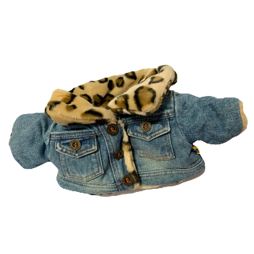 Build a Bear Reversible Leopard Faux Fur Denim Jacket